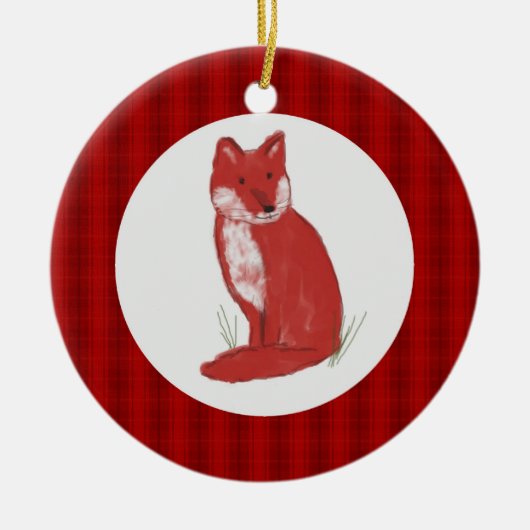 Illustration de Fox de pastel et ornement rouges (Devant)