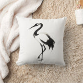Illustration de grue d'encre - Coussin Zen Minimal (Couverture)