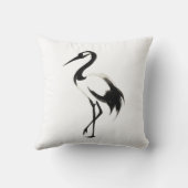 Illustration de grue d'encre - Coussin Zen Minimal (Verso)