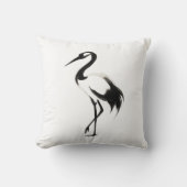 Illustration de grue d'encre - Coussin Zen Minimal (Recto)