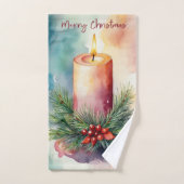 Illustration de la bougie de Noël de l'aquarelle (Serviette à main)
