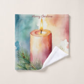 Illustration de la bougie de Noël de l'aquarelle (Gant de toilette)