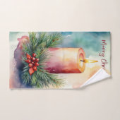Illustration de la bougie de Noël de l'aquarelle (Serviette à main)