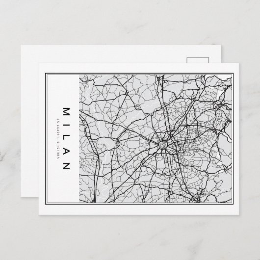 Illustration de la carte de Milan (Devant / Derrière)