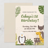 Illustration de la forêt verte Carte d'invitation  (Devant / Derrière)