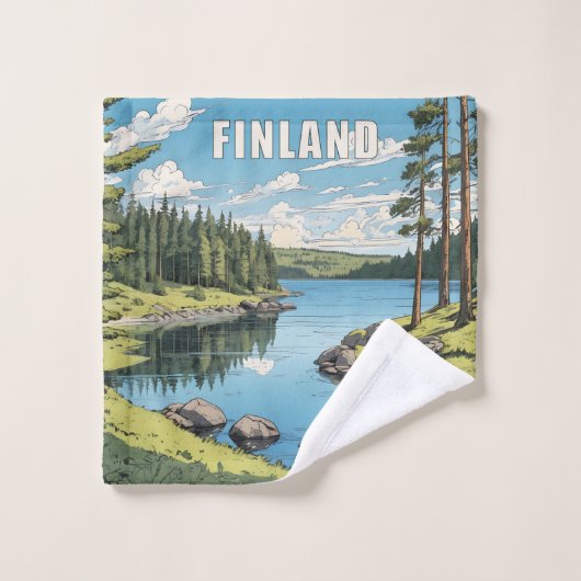 Illustration de la nature finlandaise (Gant de toilette)
