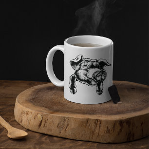 Illustration de la tête de cochons Mug café