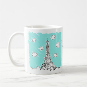 Illustration de la tour Eiffel tasses de texte per