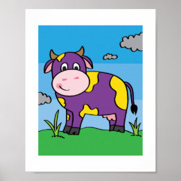 Illustration de la vache mignonne Poster d'art ani