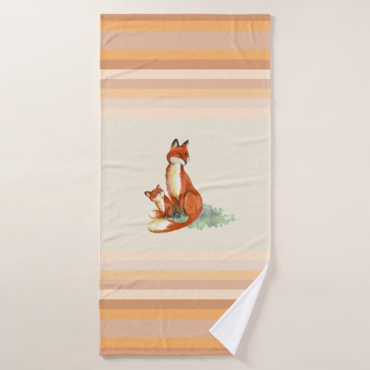 Illustration de l'aquarelle Momma Fox et Baby (Serviette de bain)