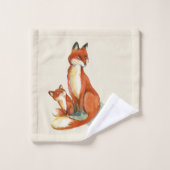 Illustration de l'aquarelle Momma Fox et Baby (Gant de toilette)