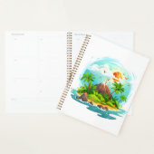 Illustration de l'île tropicale avec vue sur l'océ (Devant avec enveloppe)