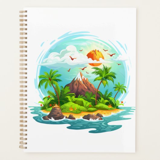 Illustration de l'île tropicale avec vue sur l'océ (Devant)