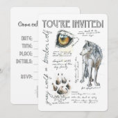 Illustration de loup Canis Lupus sur invitation (Devant / Derrière)