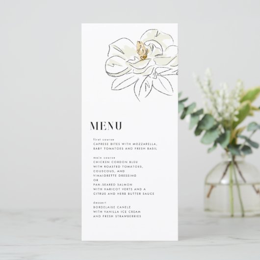 Illustration de Magnolia blanc Menu Mariage modern (Debout devant)