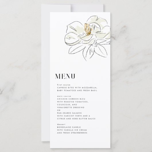 Illustration de Magnolia blanc Menu Mariage modern (Devant)