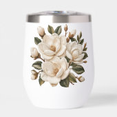 Illustration de magnolia blanche brodée en faux 3D (Avant)