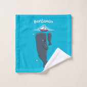 Illustration de mignons baleines et voiliers (Gant de toilette)