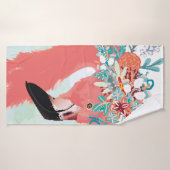 Illustration de mode avec flamants roses dessinés (Serviette de bain)