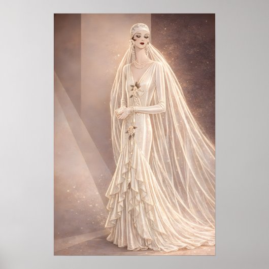 Illustration de mode de mariage Art déco vintage (Devant)