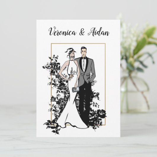 Illustration de mode faire-part de mariage (Debout devant)