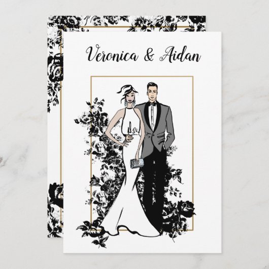 Illustration de mode faire-part de mariage (Devant / Derrière)