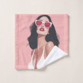 Illustration De Mode Femme Design Avec Lunettes De (Gant de toilette)
