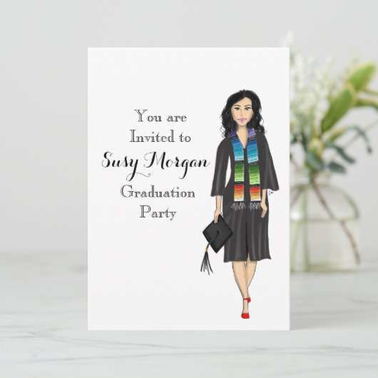 Illustration de mode Latina Graduate Invitation (Debout devant)