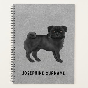Illustration de mops noir mignon en dessin animé s