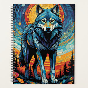 Illustration de mosaïque colorée du loup majestueu