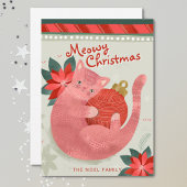 Illustration de Noël en chat rose Carte de vacance