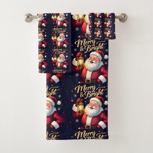 Illustration de Père Noël joyeux tenant une lanter (En situation)