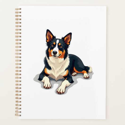 Illustration de portrait de Border Collie tricolor (Devant)