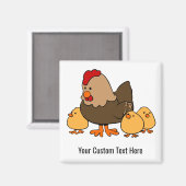 Illustration de poulet aimant texte personnalisé (Recto/Verso)