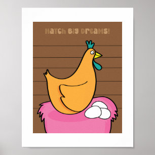 Illustration de poulet Poster d'art animal de ferm