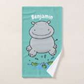 Illustration de saut en hippo mignon (Serviette à main)