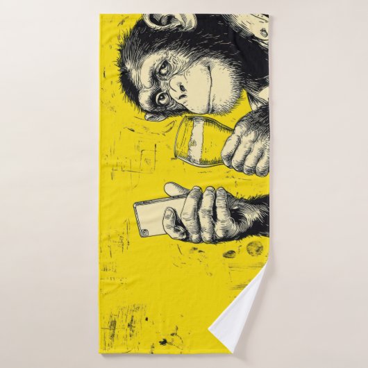 Illustration de singe drôle prenant un selfie – Ch (Serviette de bain)
