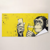 Illustration de singe drôle prenant un selfie – Ch (Serviette de bain)