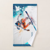 Illustration de snowboarder de nom personnalisé (Serviette à main)