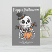 Illustration de squelette mignon carte de vœux pla (Debout devant)