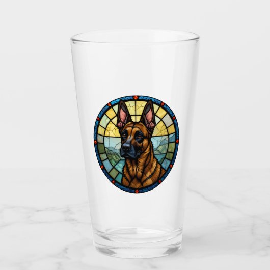 Illustration de style Malinois belge en verre vern (Devant)