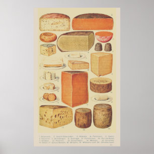 Illustration de tableau de fromage vintage menu de