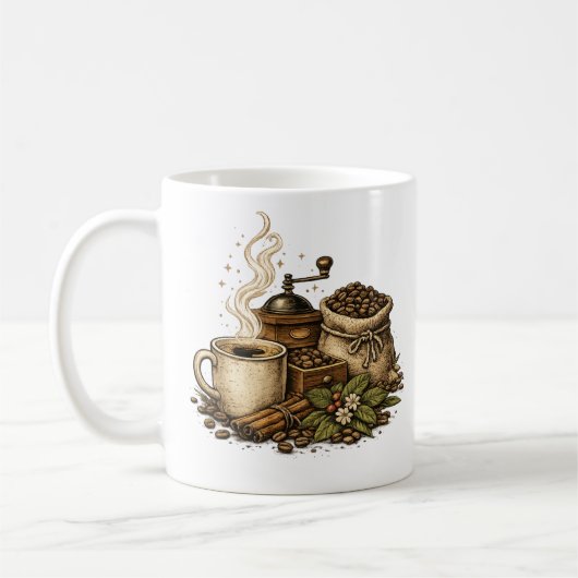 Illustration de tasse à café vintage (Gauche)
