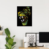 Illustration de tête de lion artistique - Poster d (Bureau à domicile)