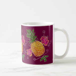 Illustration de trois ananas avec la tasse du