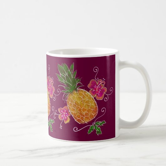 Illustration de trois ananas avec la tasse du (Droite)
