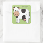 Illustration de vache nom personnalisé autocollant (Sac)