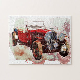 Illustration de voiture Red Vintage Dessin Puzzle