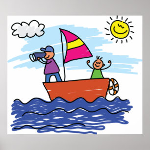 Illustration de voyage en voilier Affiche de batea