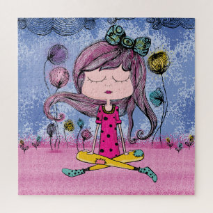 Illustration de yoga de fille mignonne puzzle